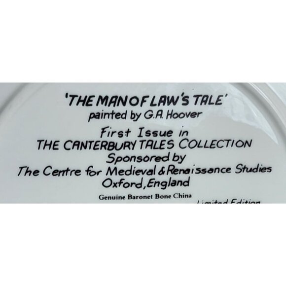 Longton Crown Pottery “The Man of Laws Tale” Collectors Plate – Genuine Baronet - Picture 3 of 13
